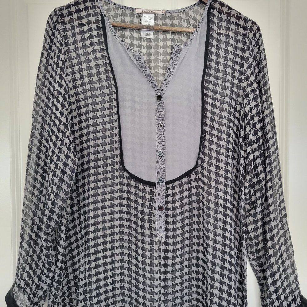 Anthropologie Language ‎ Top  silk 100% size L
